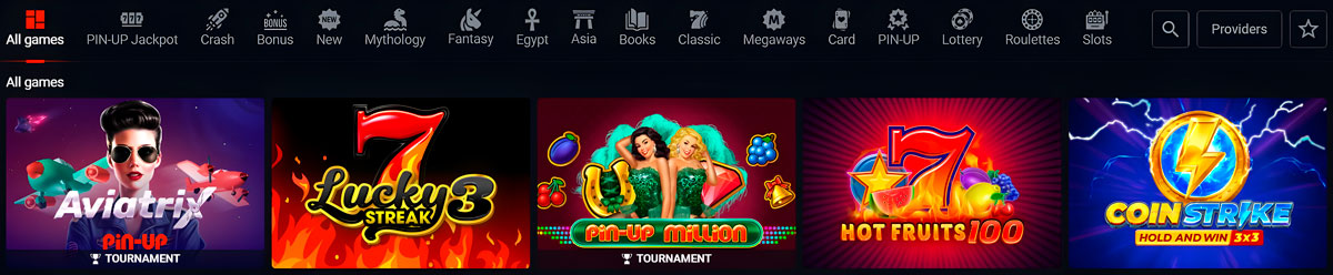 Makina slot Pin Up Casino Të gjitha lojërat