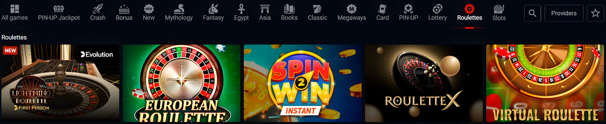 Pin Up Casino machines à sous Roulette